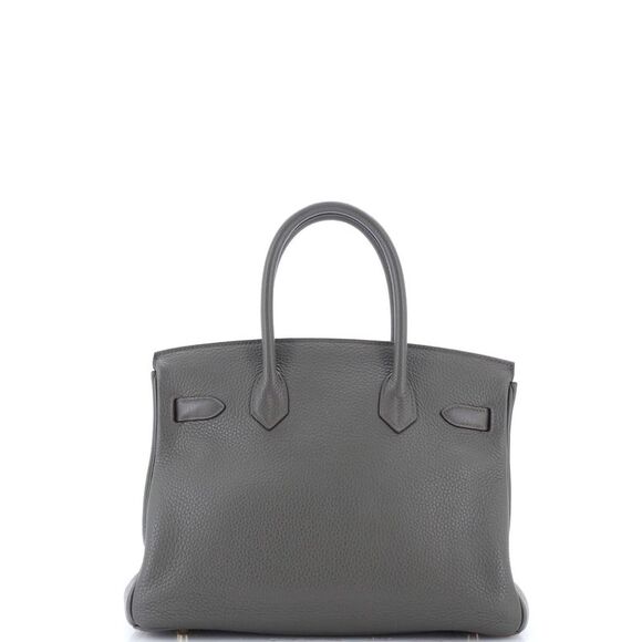 Hermes Birkin Handbag Vert Olive Clemence with Gold Hardware 30 Green - Picture 4 of 8